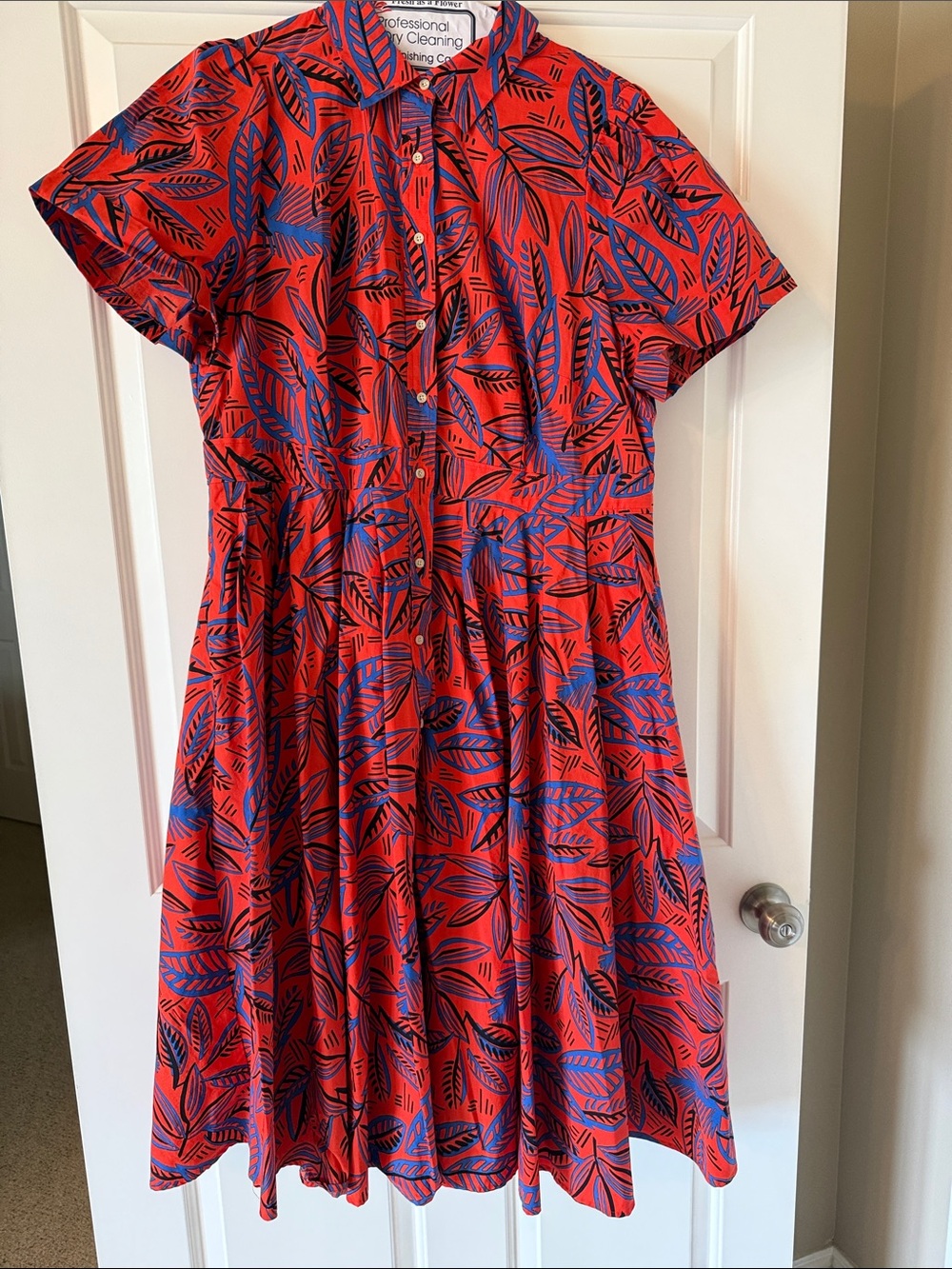Alexis for Target Red and Blue Leaf-Print Midi Dress 1X